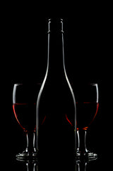 Bottle and two red wine Poster och Canvastavla