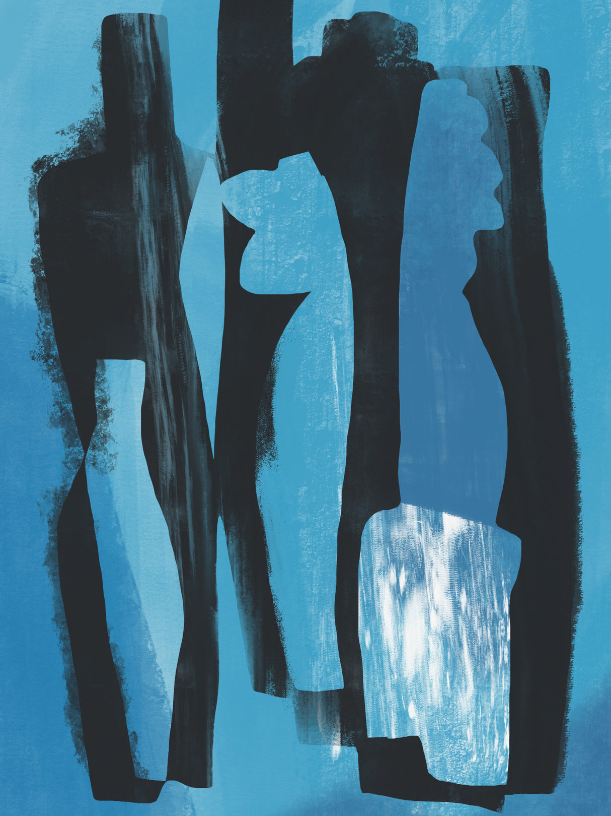 Stii life Vases silhouette in blue Art Print Poster och Canvastavla