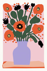 Poppy In Purple Vase Poster och Canvastavla