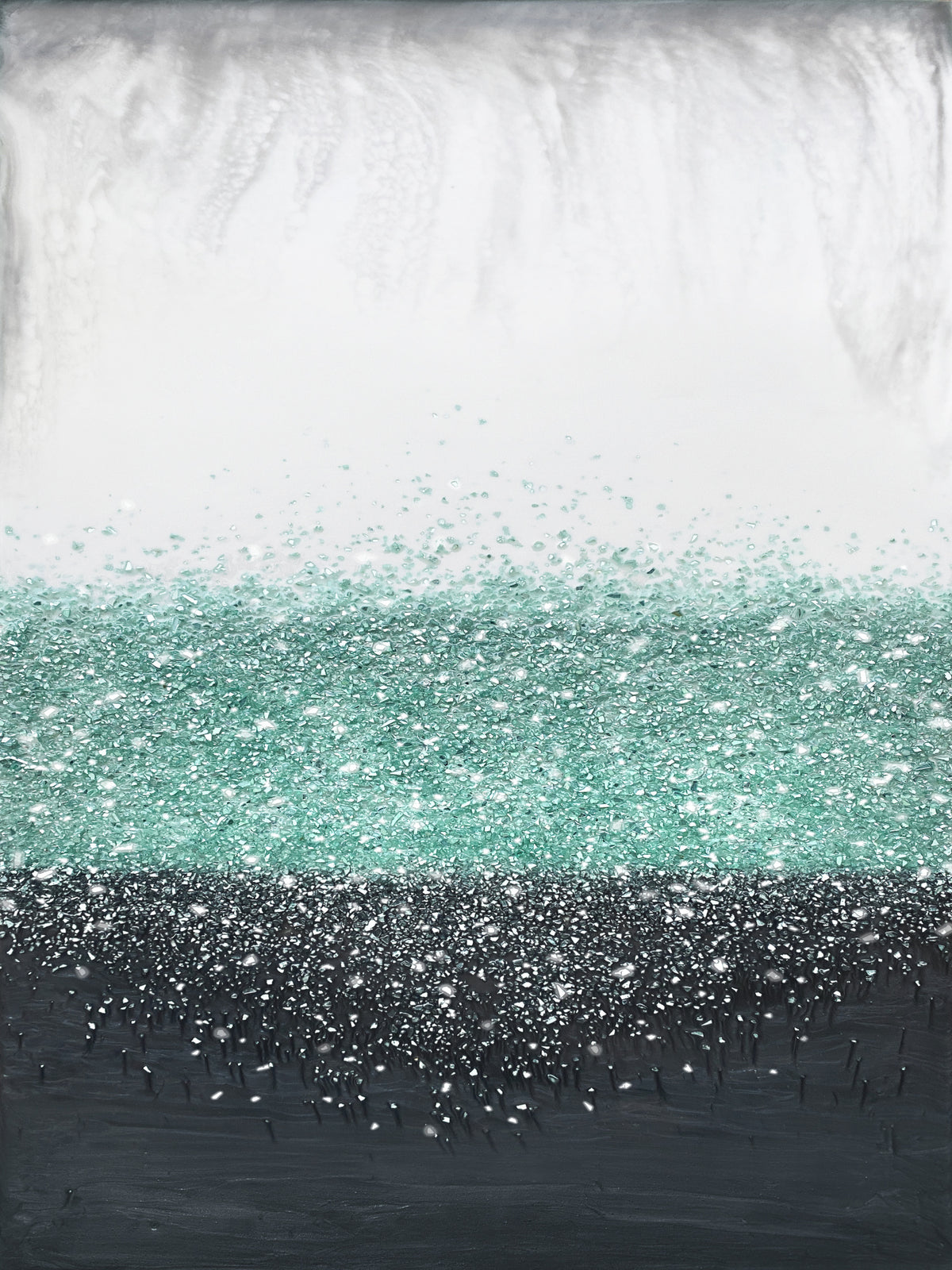 Crystal Rain Green Poster och Canvastavla