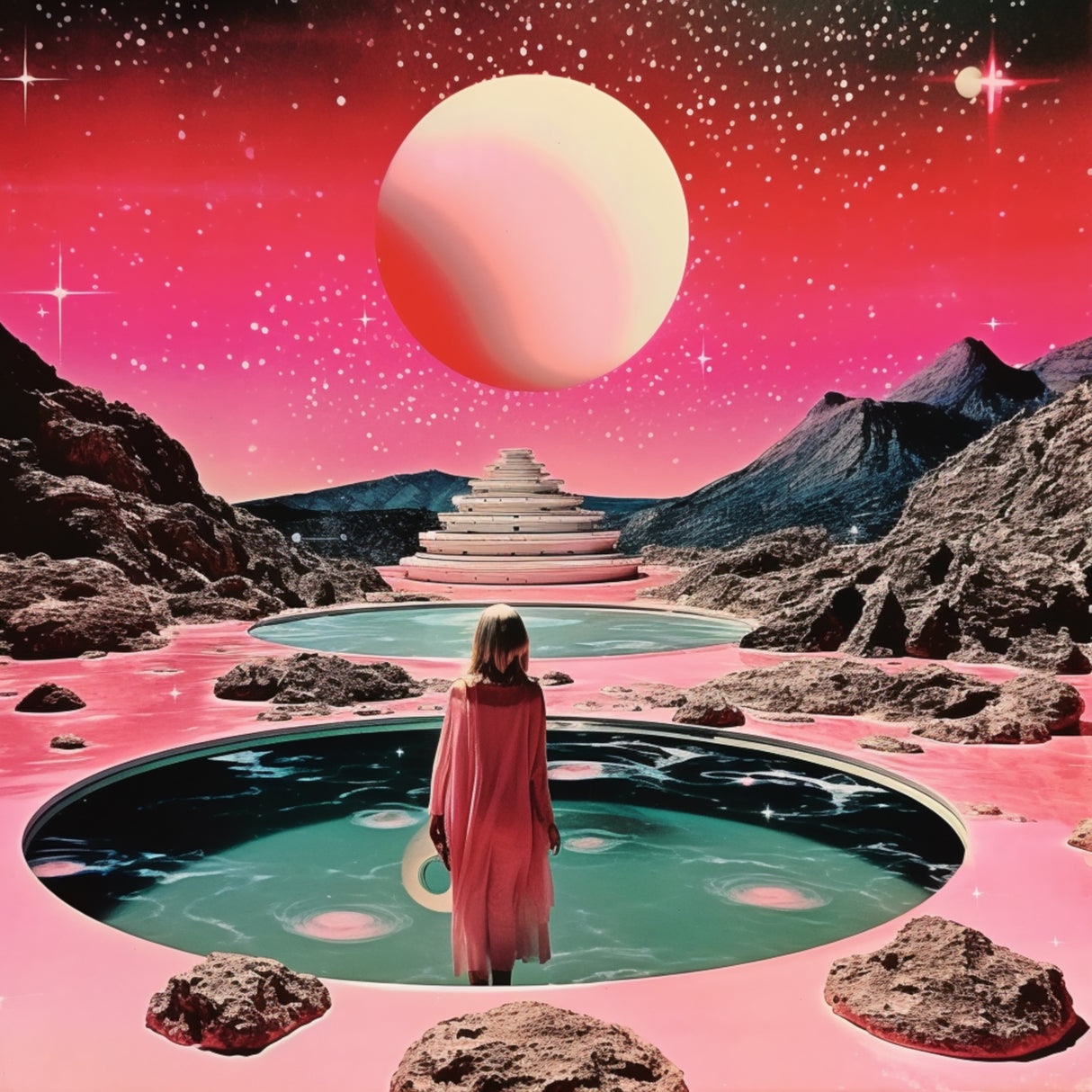 Space Collage Surreal Art Poster och Canvastavla