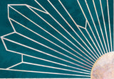 Gold geometric sun rays mural turquoise Poster och Canvastavla