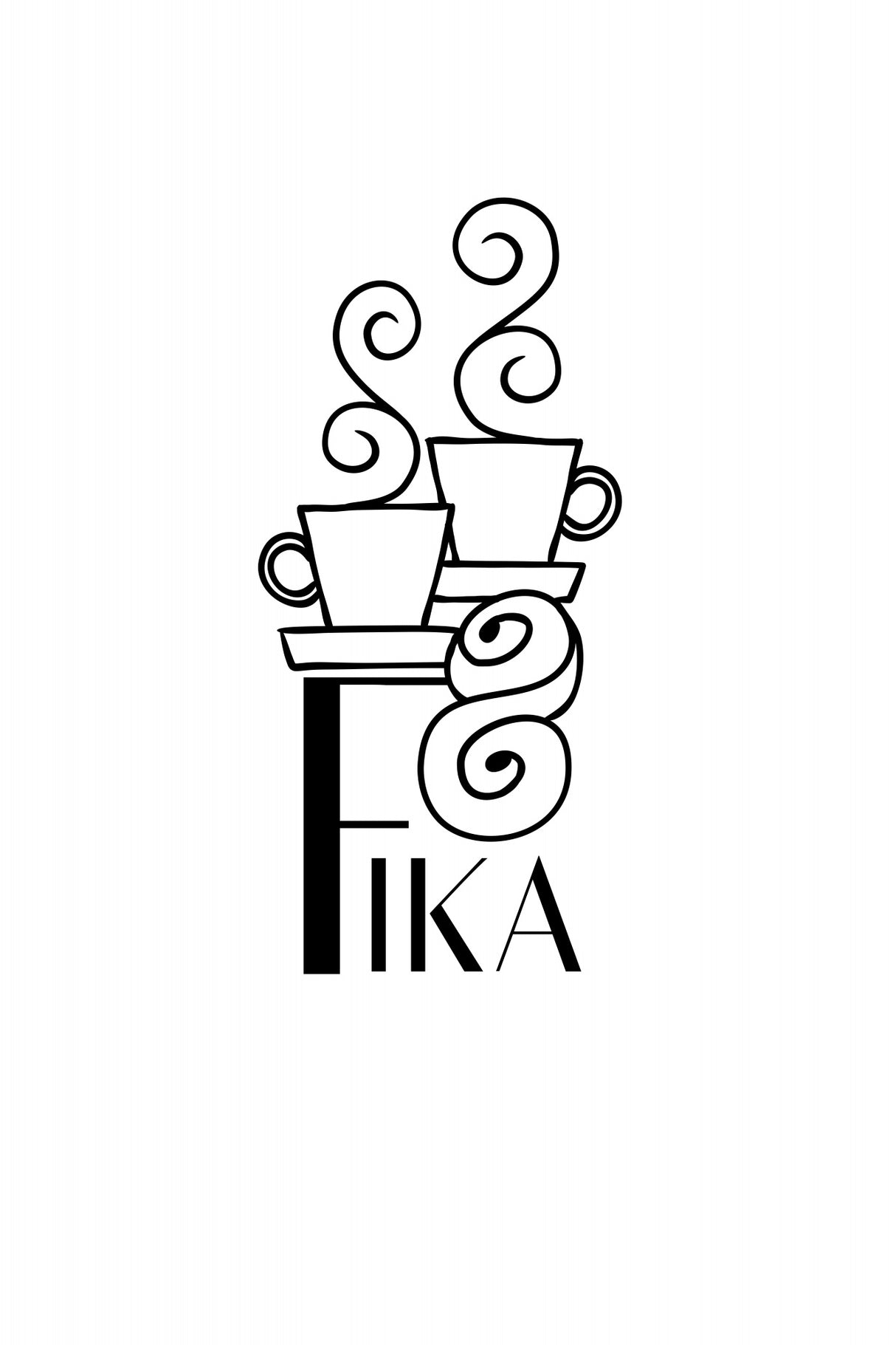 Fika line art illustration Poster och Canvastavla