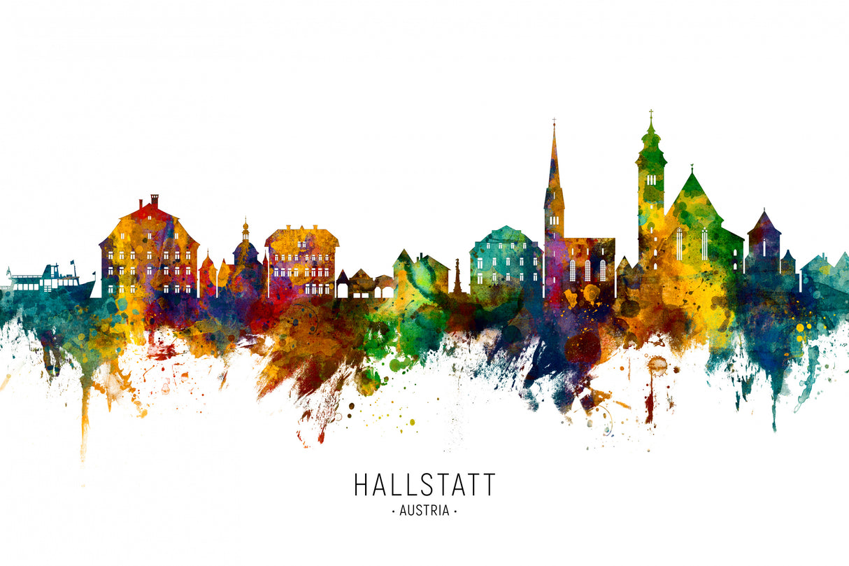 Hallstatt Austria Skyline Poster och Canvastavla