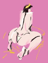 Female Nude Back View Pink Poster och Canvastavla