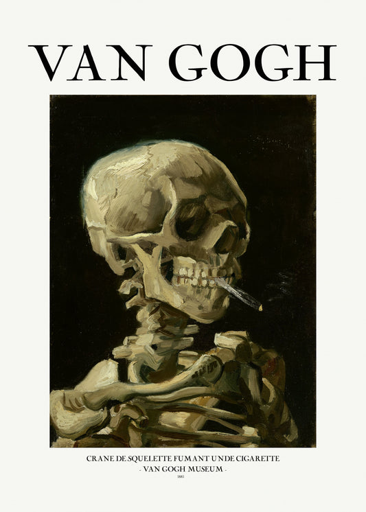 Head of a skeleton with a burning cigarette Poster och Canvastavla