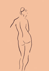 Nude from the back peach color Poster och Canvastavla