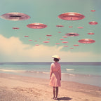 Space Beach Collage Art Poster och Canvastavla