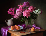 With a bouquet of phlox and peaches Poster och Canvastavla