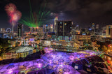 Singapore Clark Quay Night View Poster och Canvastavla
