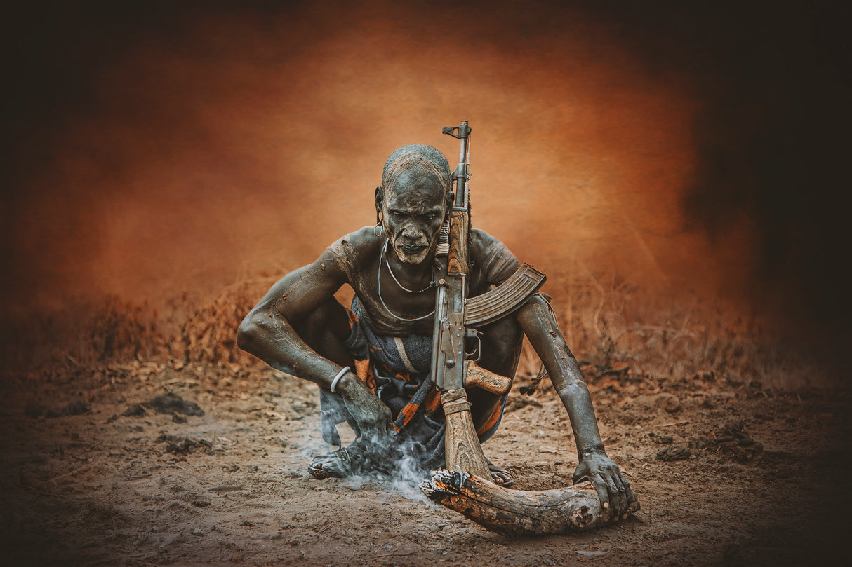 Warrior Mursi Warrior Poster och Canvastavla