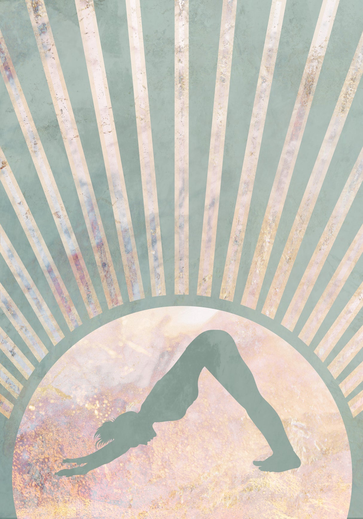 Yoga Boho Sun Rise Green 3 Poster och Canvastavla