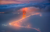 Fog Nighttime on Golden Gate Bridge Poster och Canvastavla