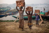 transporting bricks at Biruganga riverbank Poster och Canvastavla