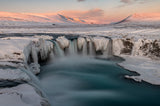 Sunrise on a frozen waterfall Poster och Canvastavla