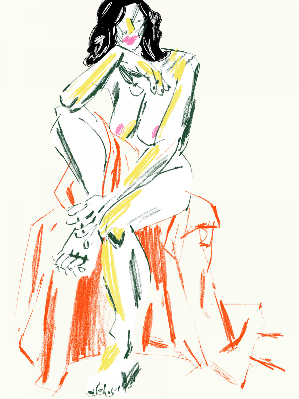 Woman Resting Her Chin On Her Hand Poster och Canvastavla