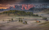 Burning mountains over the frozen valley Poster och Canvastavla