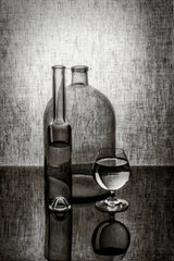 Still life with two bottles and a glass Poster och Canvastavla