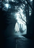 Ghost Halloween In The Dark Road Poster och Canvastavla