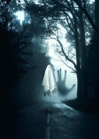 Ghost Halloween In The Dark Road Poster och Canvastavla