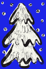 Christmastreeandsnow Blue Poster och Canvastavla