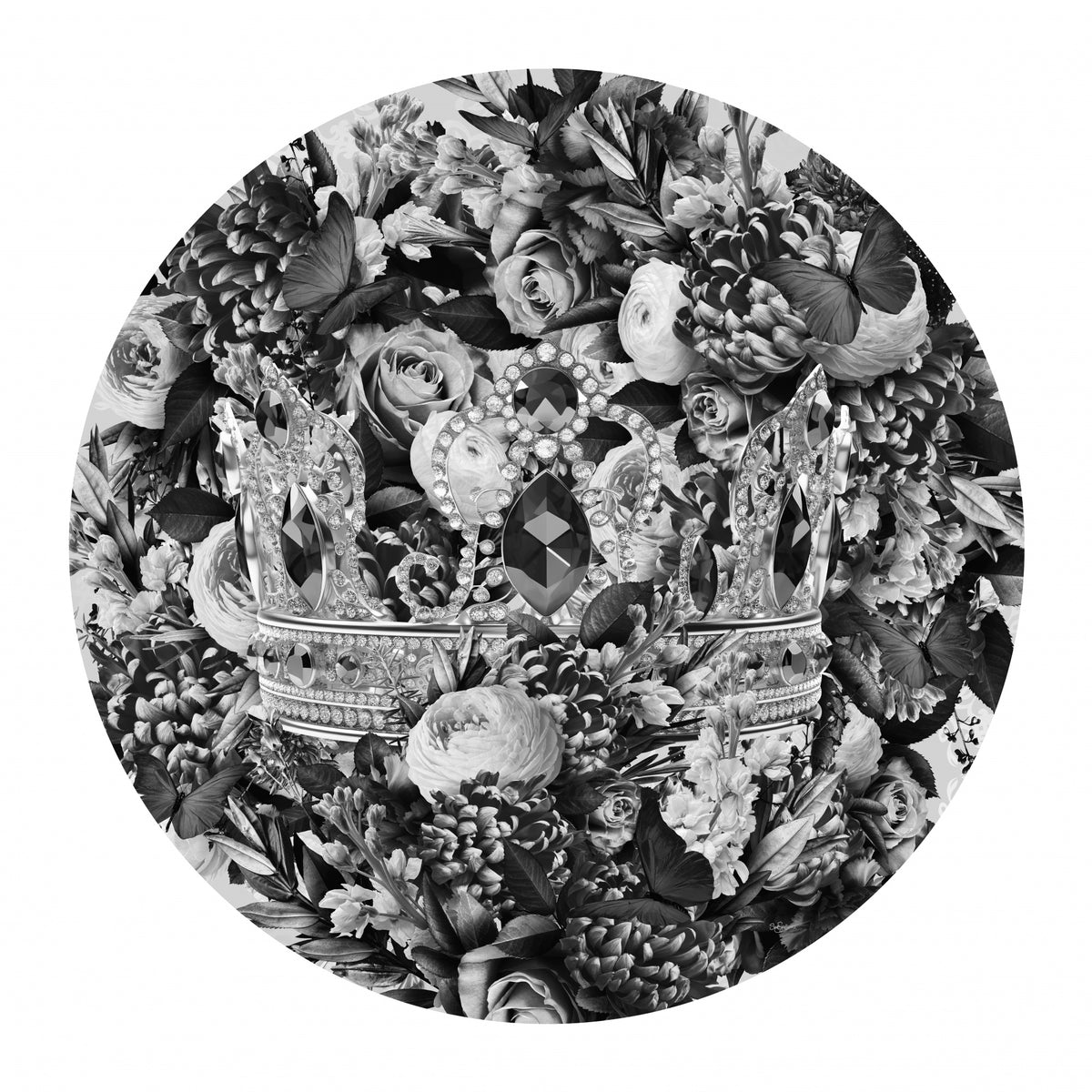 Journey Blooms &amp; Crown Black &amp; White Poster och Canvastavla