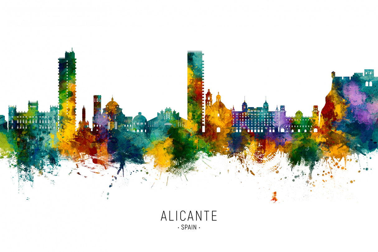 Alicante Spain Skyline Poster och Canvastavla