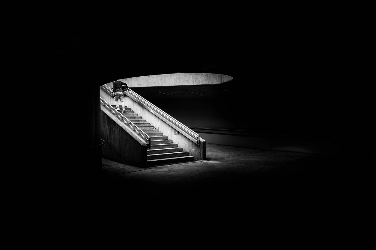 Man on staircase Poster och Canvastavla