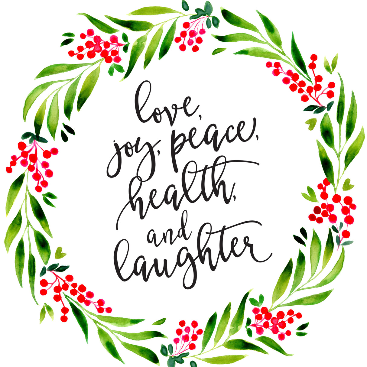 Watercolor wreath with holiday wishes Poster och Canvastavla