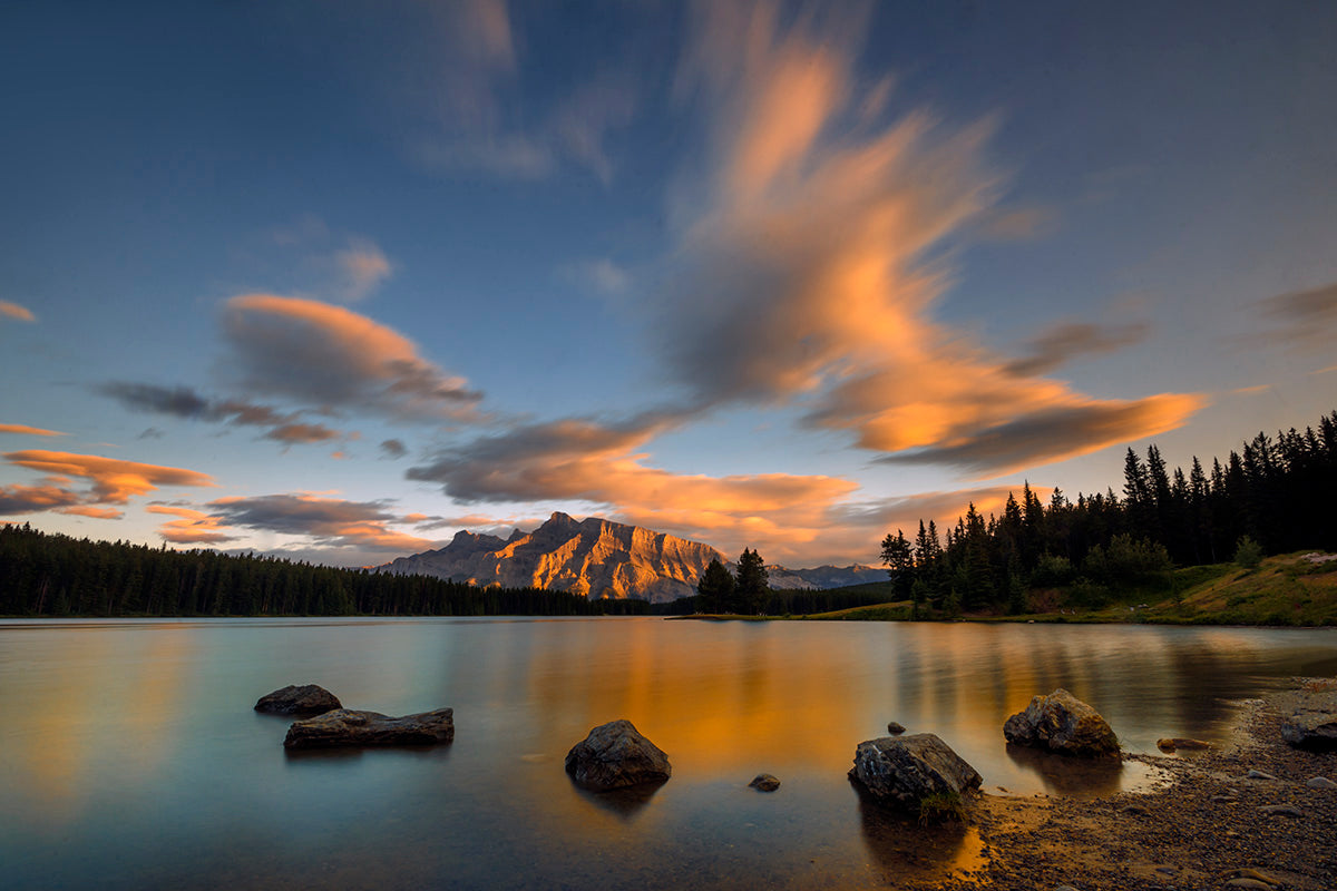 Two Jack Lake Sunset Poster och Canvastavla