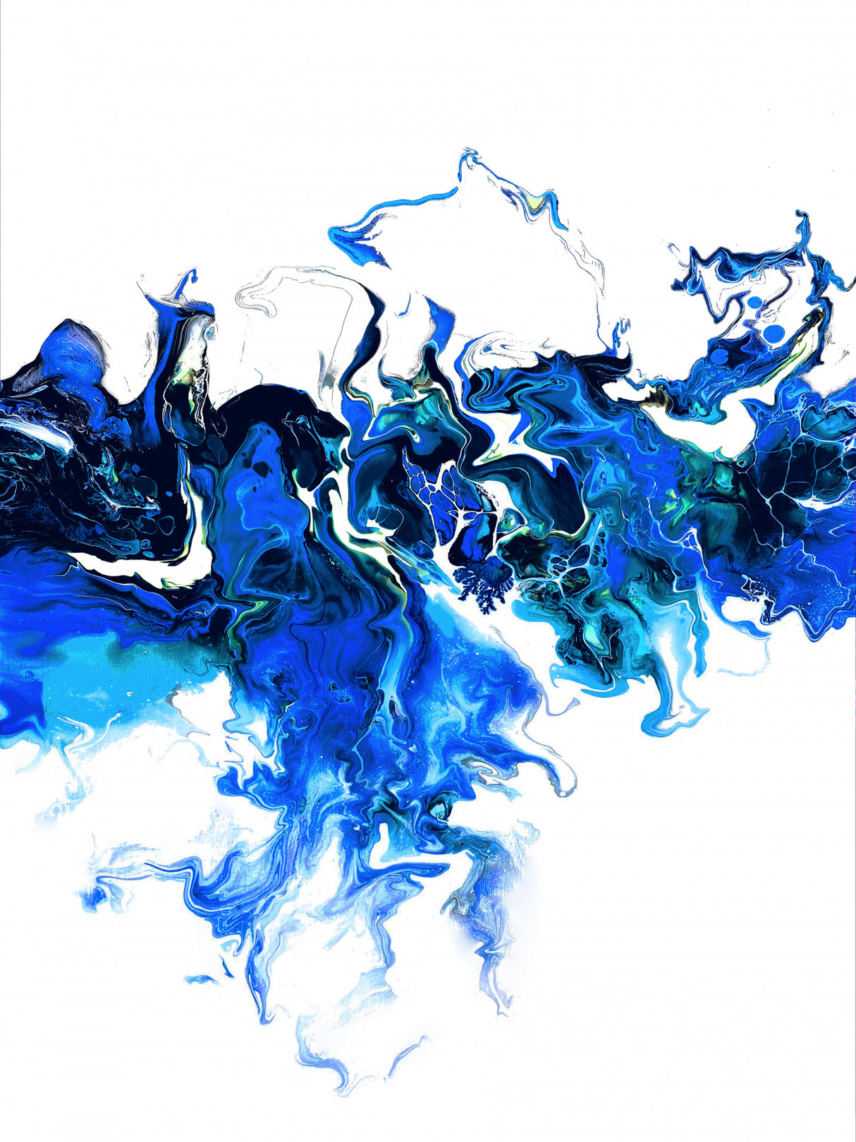 Blue Colorful White Wave Poster och Canvastavla