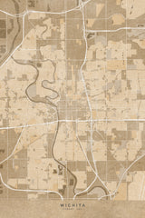 Map of Wichita (Kansas, USA) in sepia vintage style Poster och Canvastavla