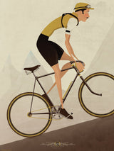 Vintage Uphill Cyclist On Bike Poster och Canvastavla