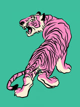 Tiger In Pink and Green Poster och Canvastavla