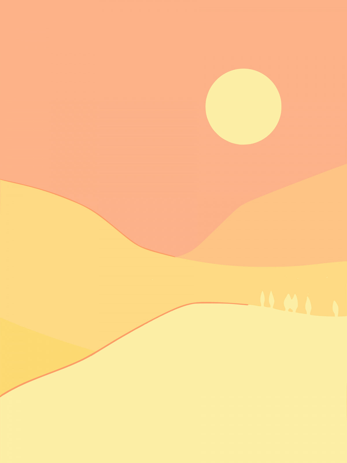 Yellow Mountains Minimal Poster och Canvastavla