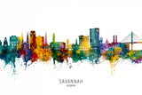 Savannah Georgia Skyline Poster och Canvastavla