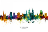 St Gallen Switzerland Skyline Poster och Canvastavla
