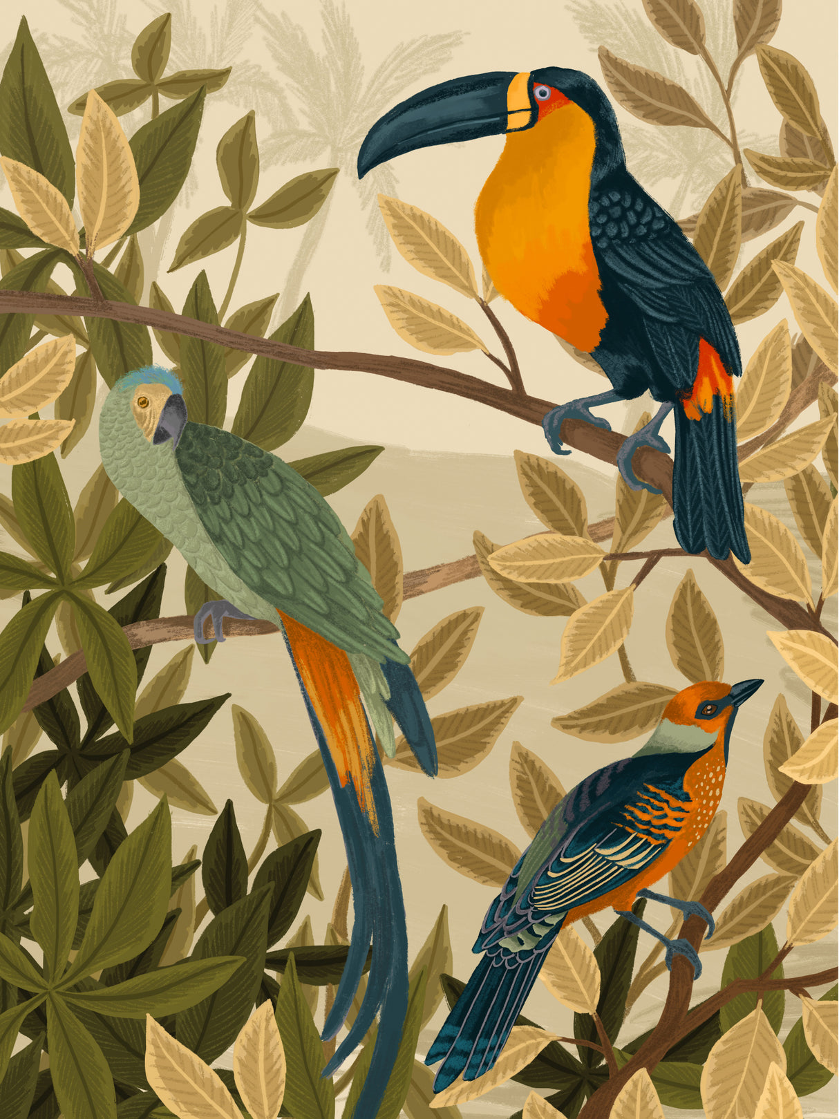 Paradise Birds Poster och Canvastavla
