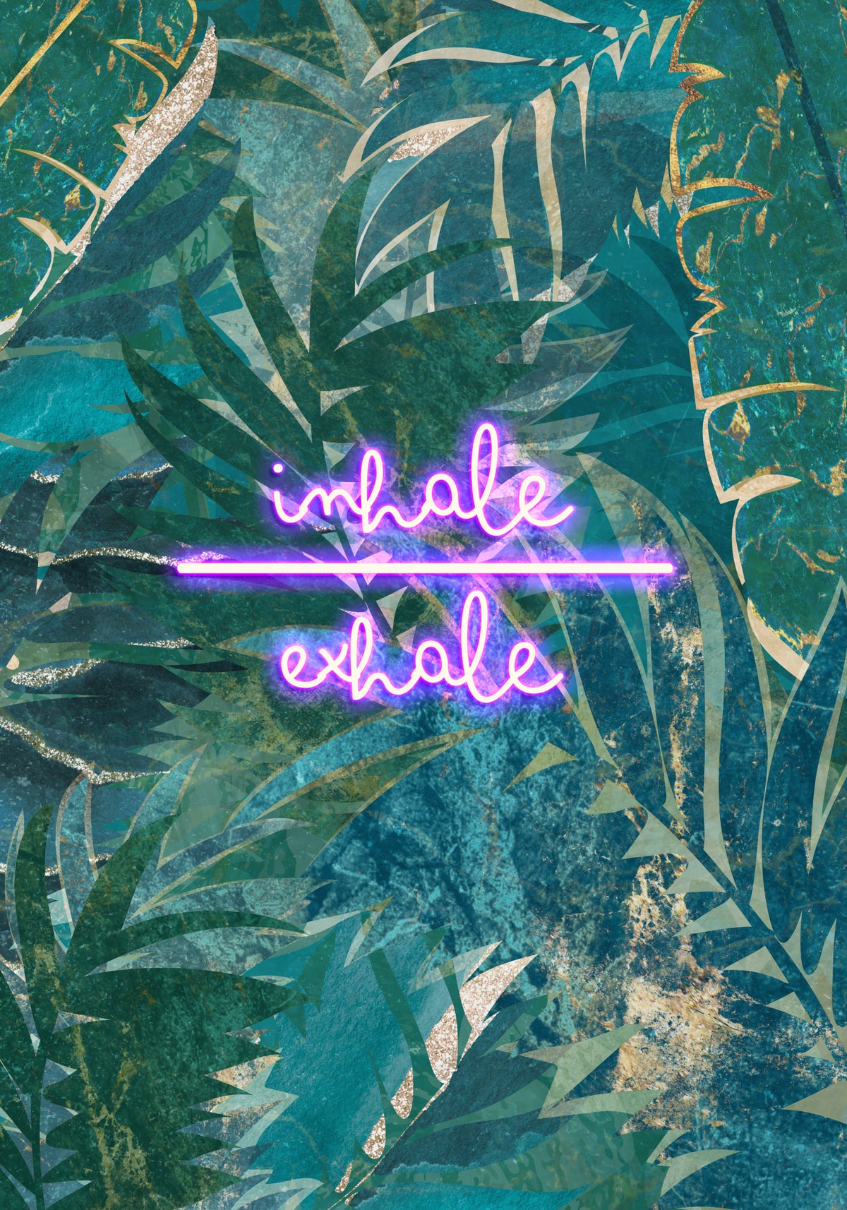 Inhale exhale neon jungle Poster och Canvastavla