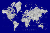 Explore world map with cities, Valrie Poster och Canvastavla