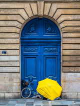 Blue Door, Yellow Umbrella Poster och Canvastavla
