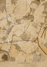 Sepia vintage map of Strasbourg France Poster och Canvastavla