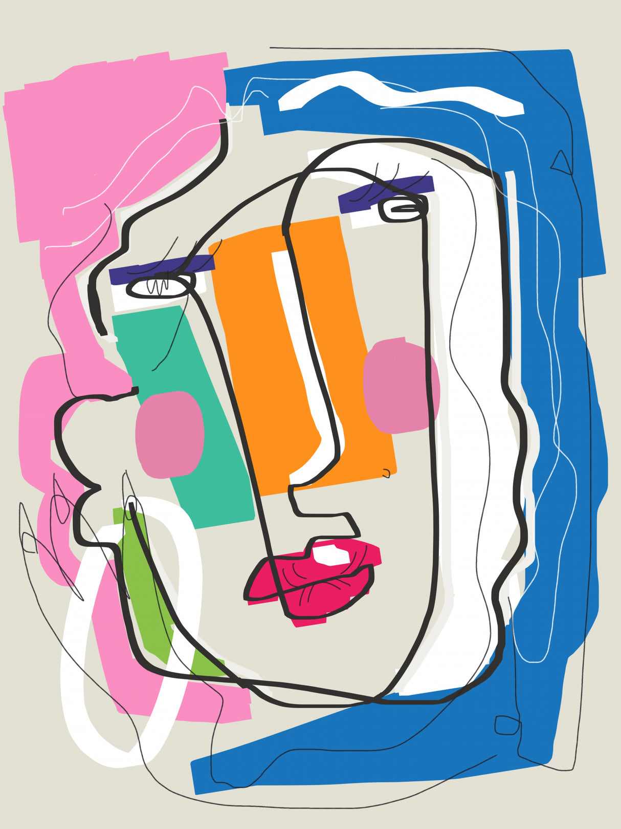 Abstract Candid Portrait Madame Poster och Canvastavla