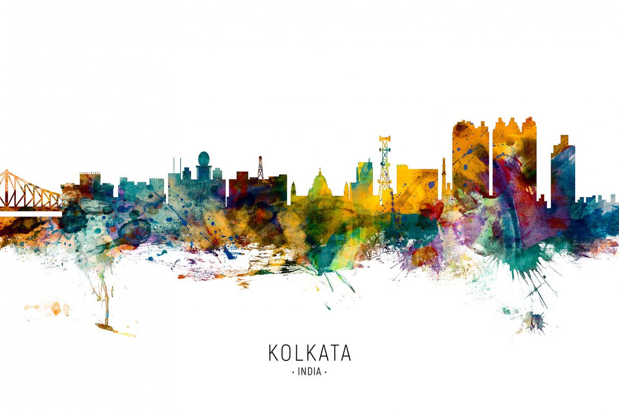 Kolkata (Calcutta) India Skyline Poster och Canvastavla