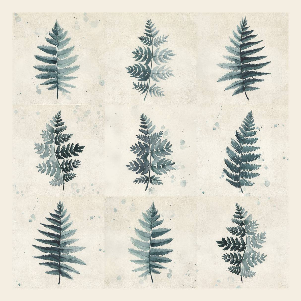 Nine ferns collage Poster och Canvastavla