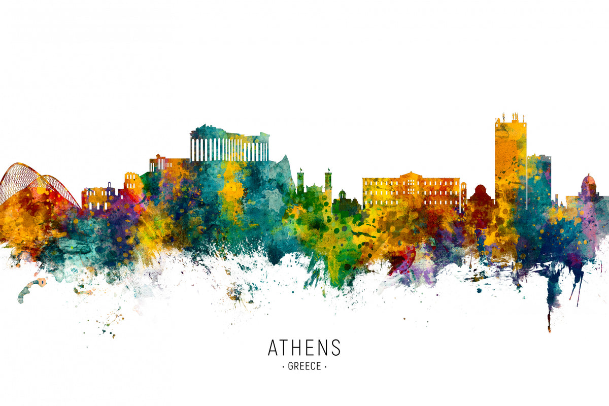Athens Greece Skyline Poster och Canvastavla
