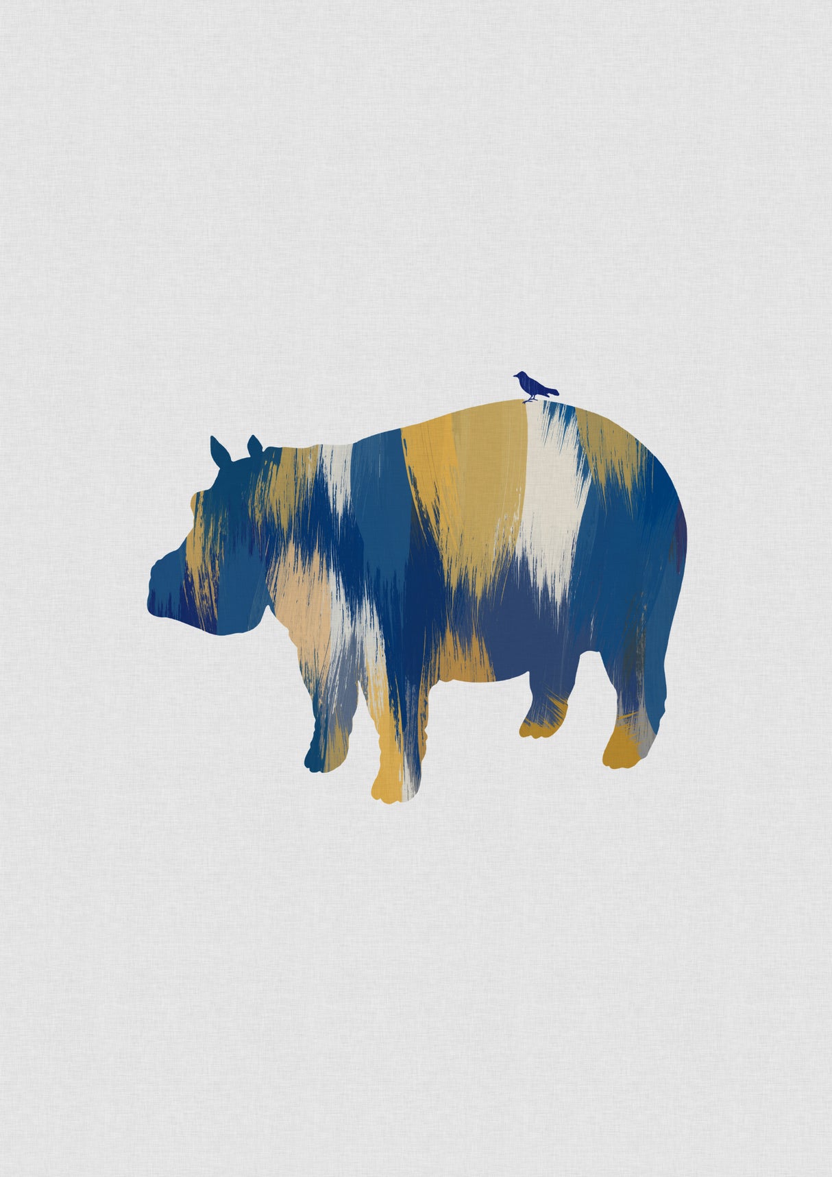 Blue & Yellow Hippo Poster och Canvastavla