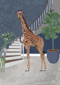 Giraffe by the stairs Poster och Canvastavla