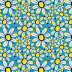 Cool Flower Garden Yellow Gray On Blue Poster och Canvastavla