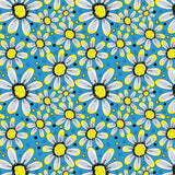 Cool Flower Garden Yellow Gray On Blue Poster och Canvastavla